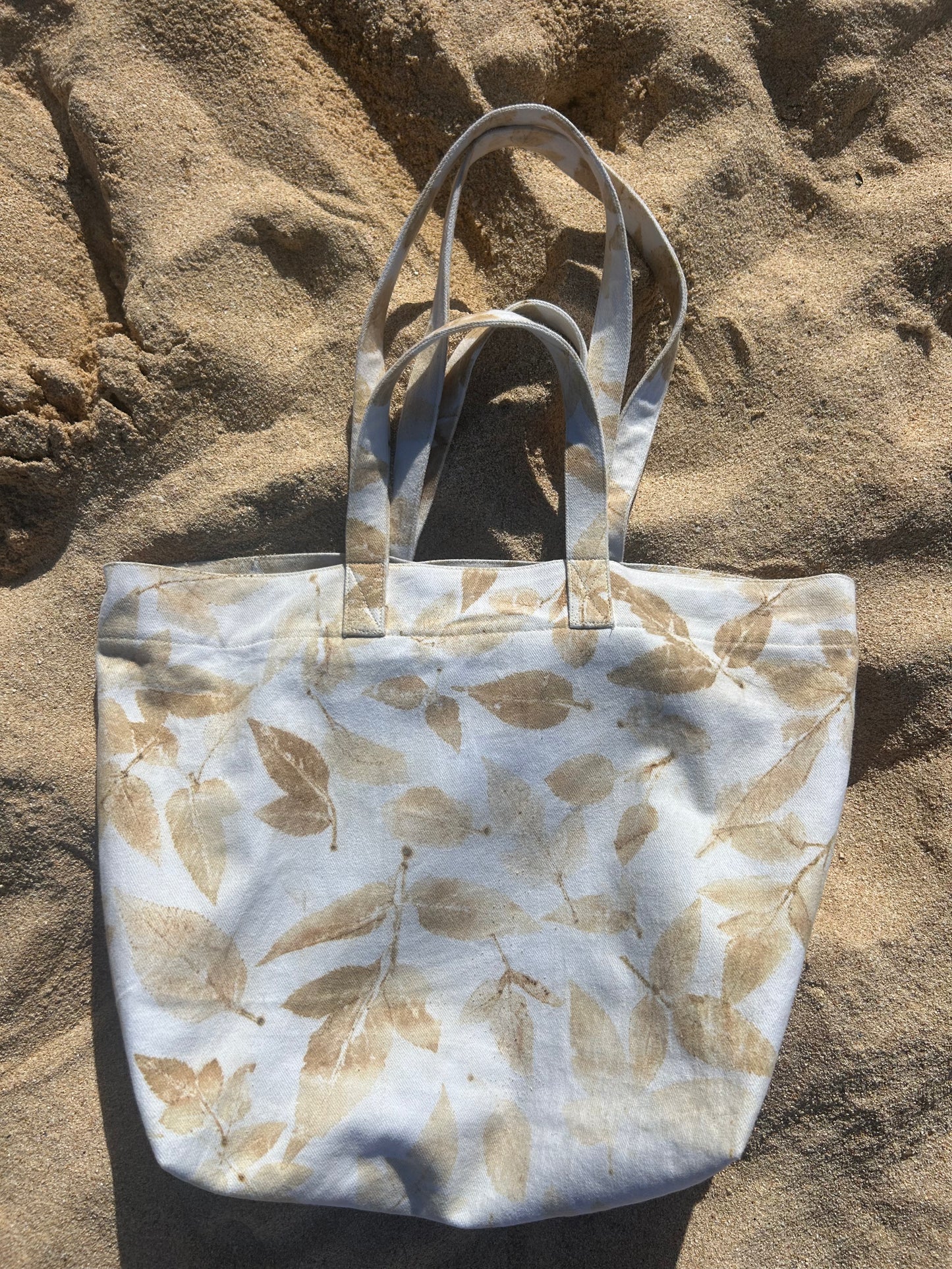 Soft Touch Suede Eco Print Canvas Bag - Double Strap Comfort with Inner Zipper Pocket