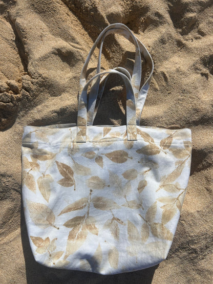 Soft Touch Suede Eco Print Canvas Bag - Double Strap Comfort with Inner Zipper Pocket
