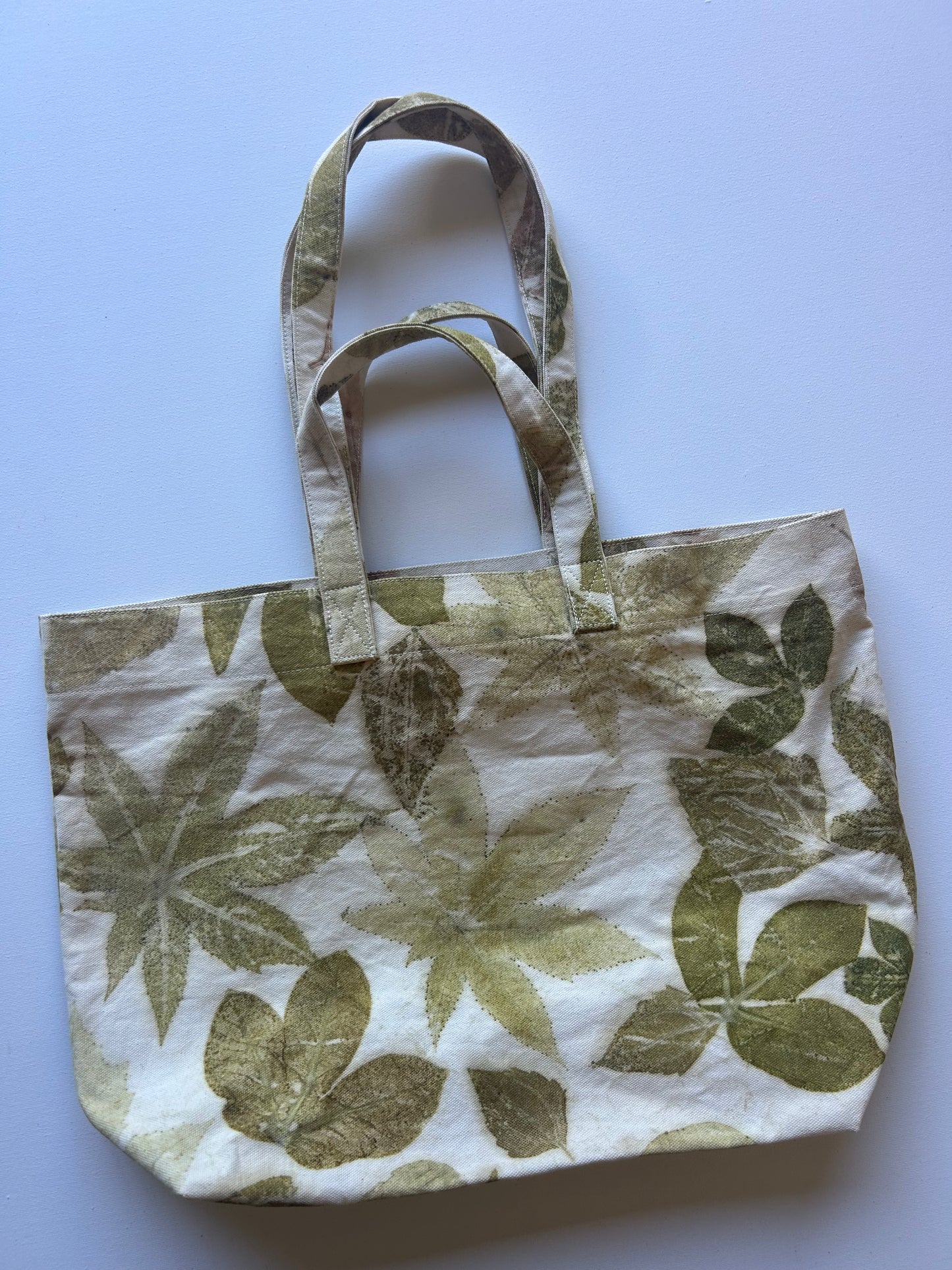 Eco Print Canvas Bag - Double Strap Comfort with Inner Zipper Pocket
