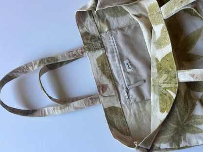 Eco Print Canvas Bag - Double Strap Comfort with Inner Zipper Pocket