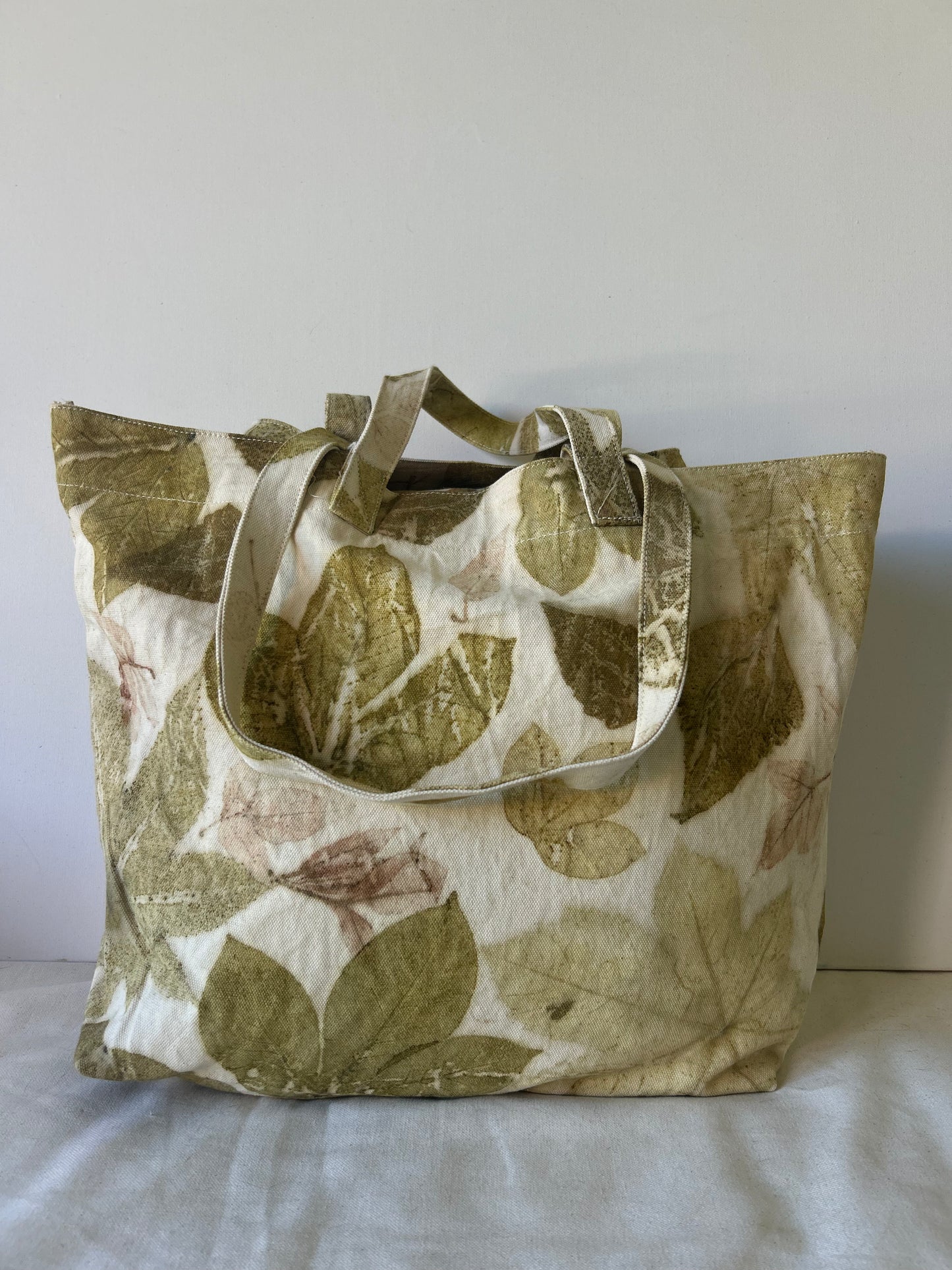 Eco Print Canvas Bag - Double Strap Comfort with Inner Zipper Pocket