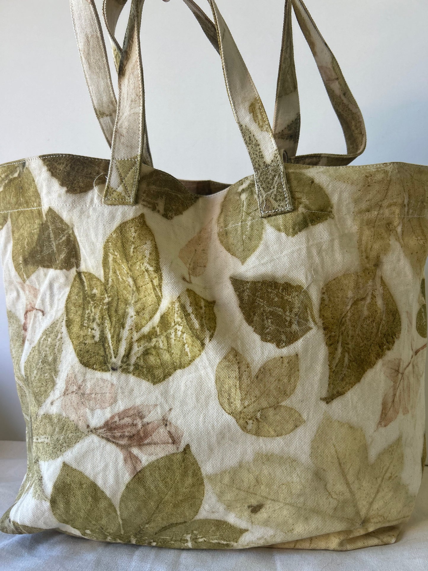 Eco Print Canvas Bag - Double Strap Comfort with Inner Zipper Pocket