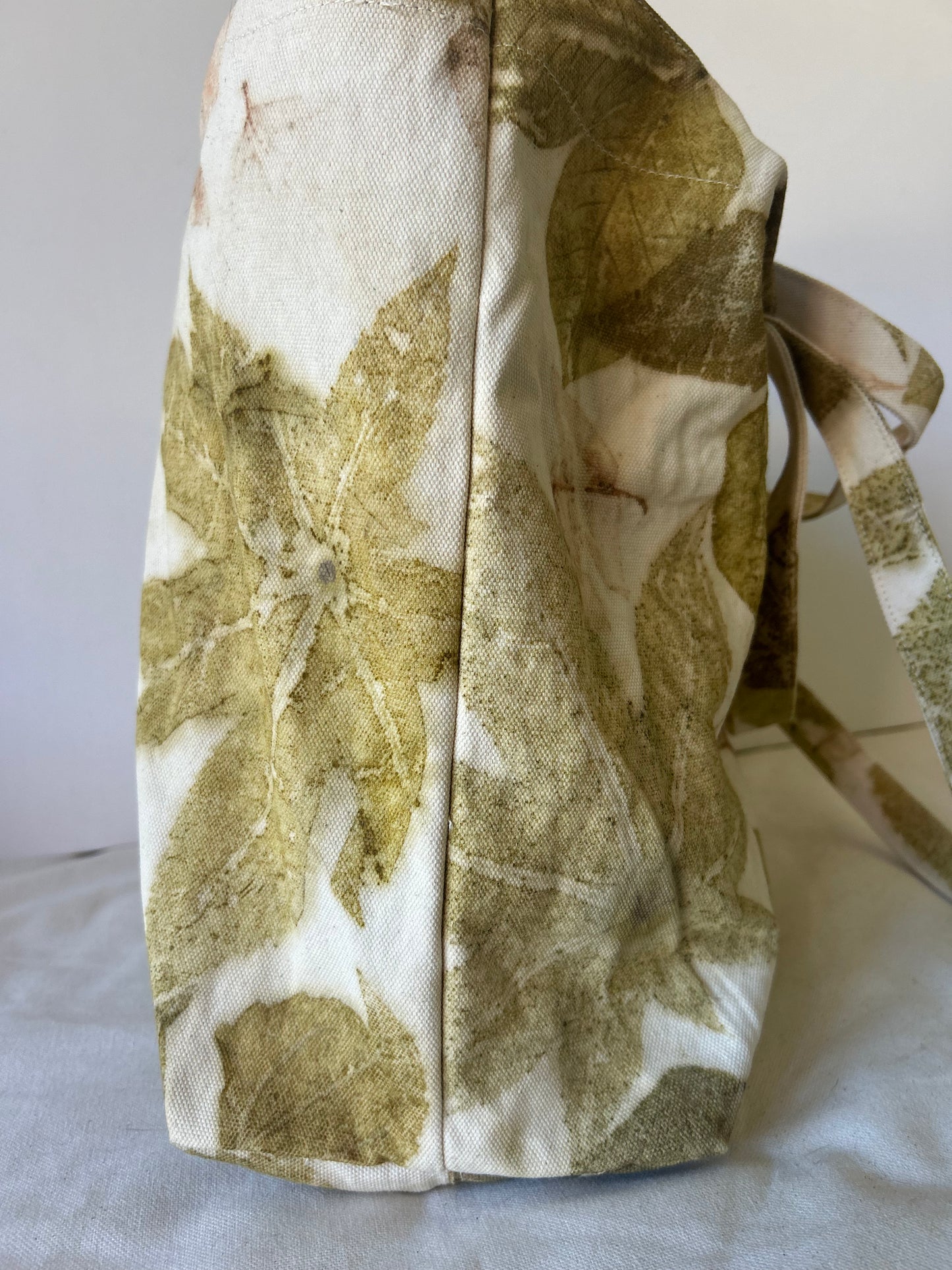 Eco Print Canvas Bag - Double Strap Comfort with Inner Zipper Pocket