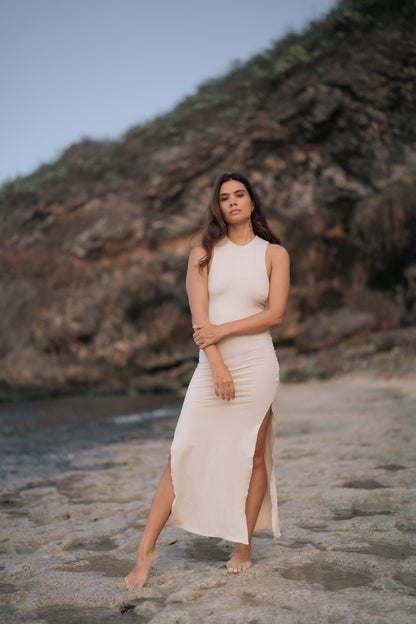 Bella everyday Bamboo Spandex Long Dress Sand