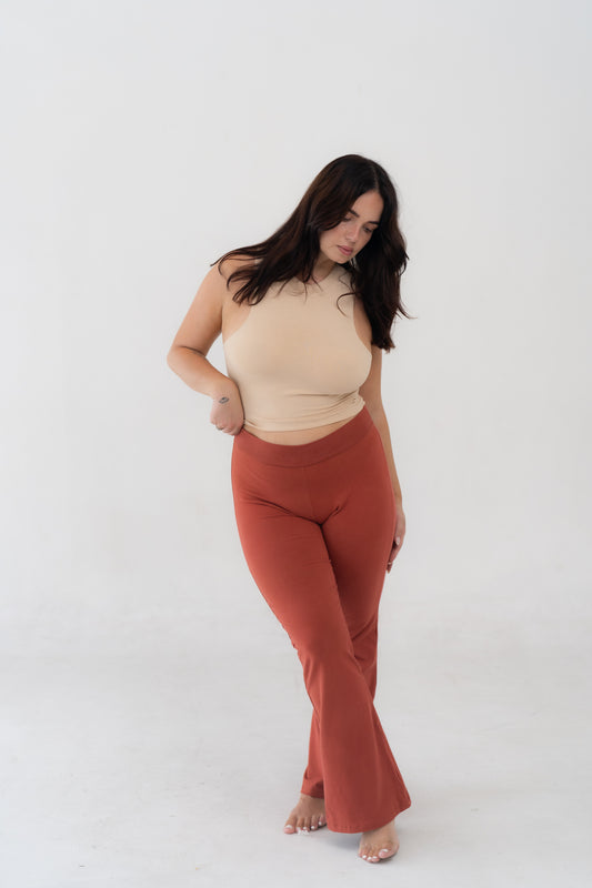 Bamboo Spandex Yoga Pants Terracotta