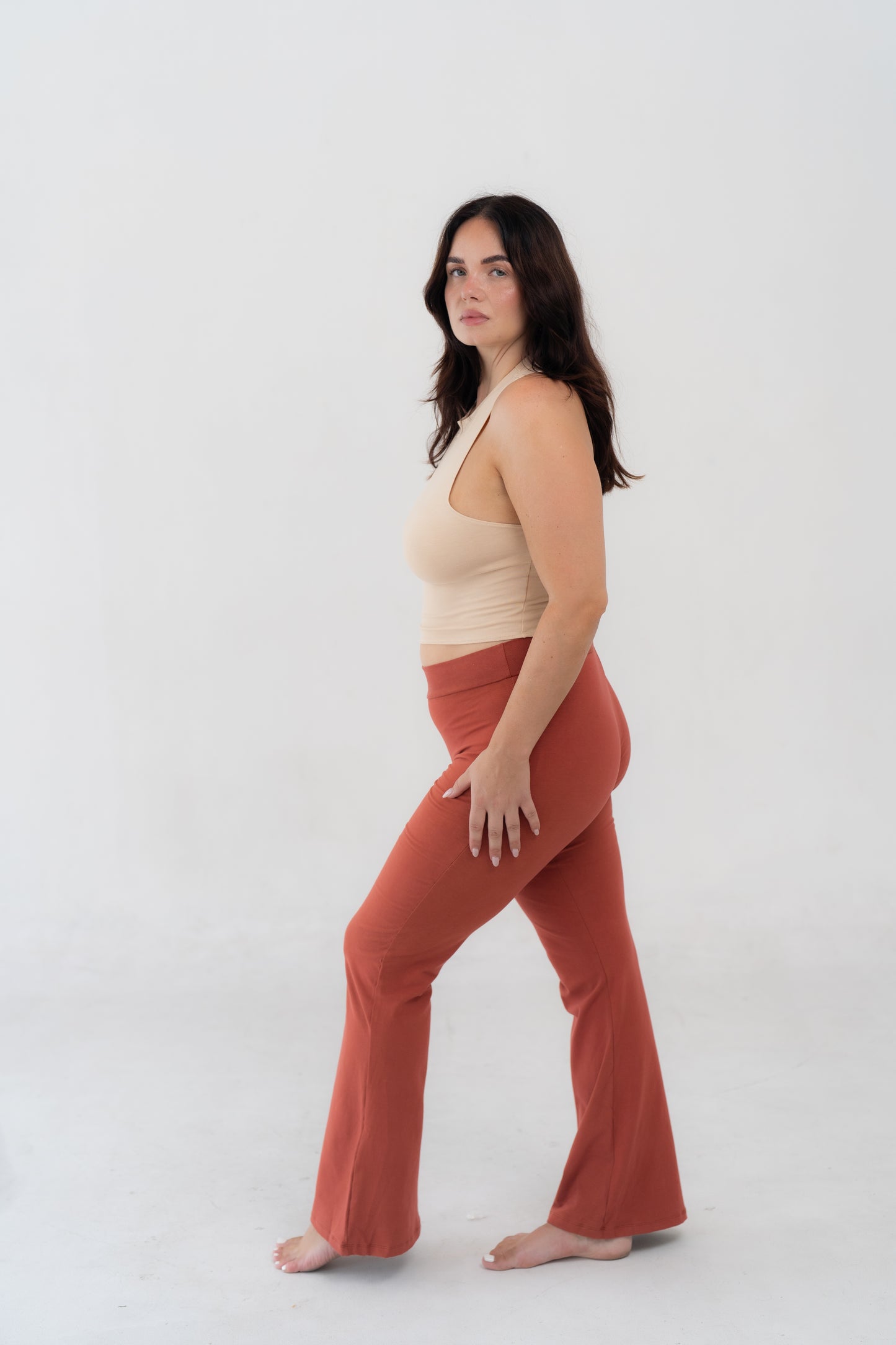 Bamboo Spandex Yoga Pants Terracotta
