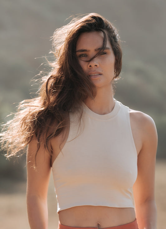 Bamboo Crop Top in Sand