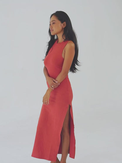 Bella everyday Bamboo Spandex Long Dress Terracotta